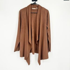 Soft Surroundings Brown Faux Suede Cardigan‎ Lagenlook Size Large Minimalist
